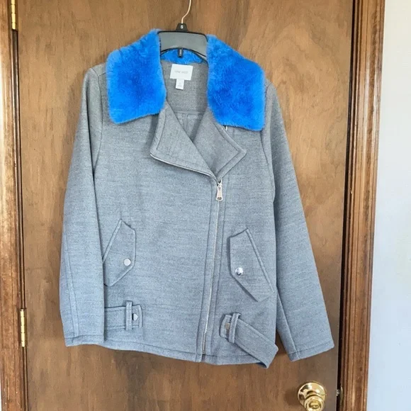 Relist 2/6/23 ❌ Nine West blue faux fur collar gray coat size S - Picture 9 of 17